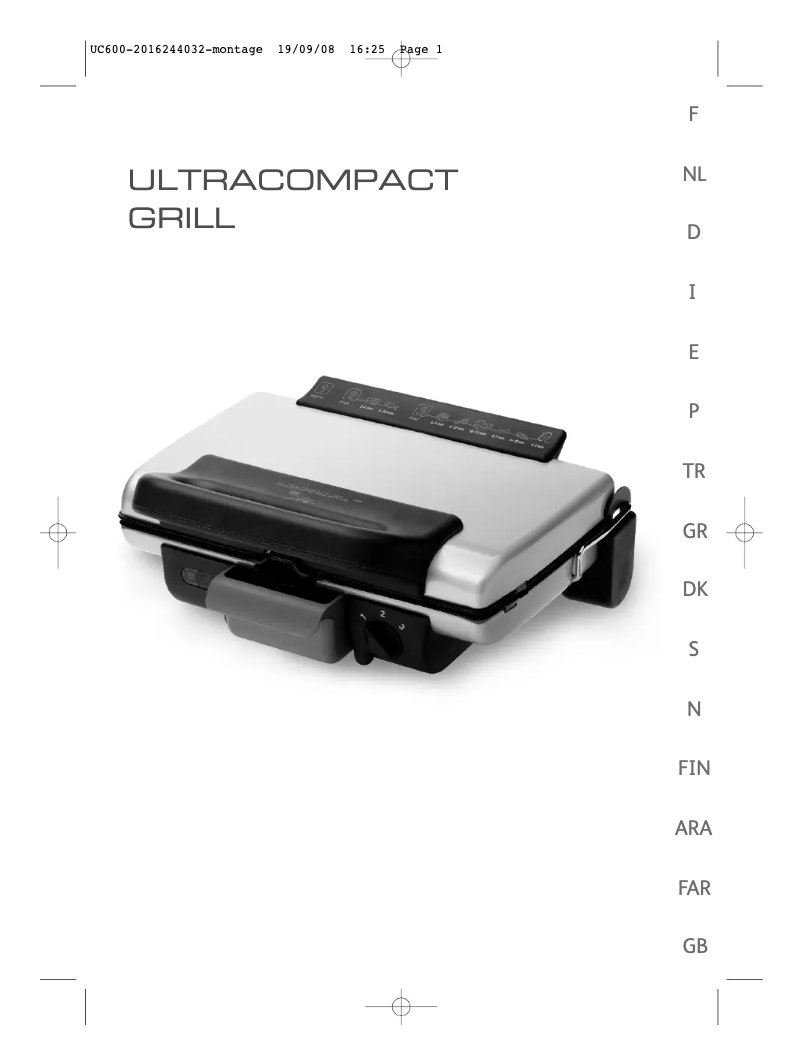 Page n°1 - Manuel utilisateur Tefal Ultra Compact Grill GC3001