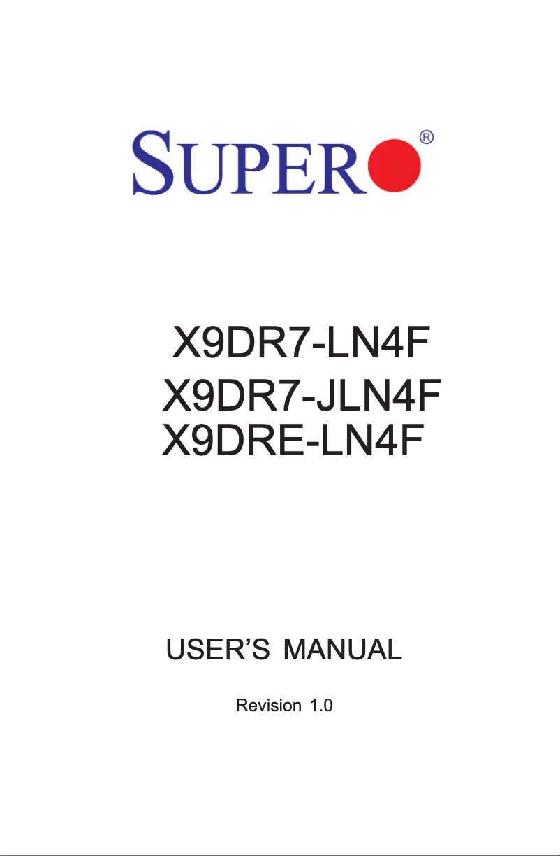Page 1 de la notice Manuel utilisateur Supermicro X9DRE-LN4F
