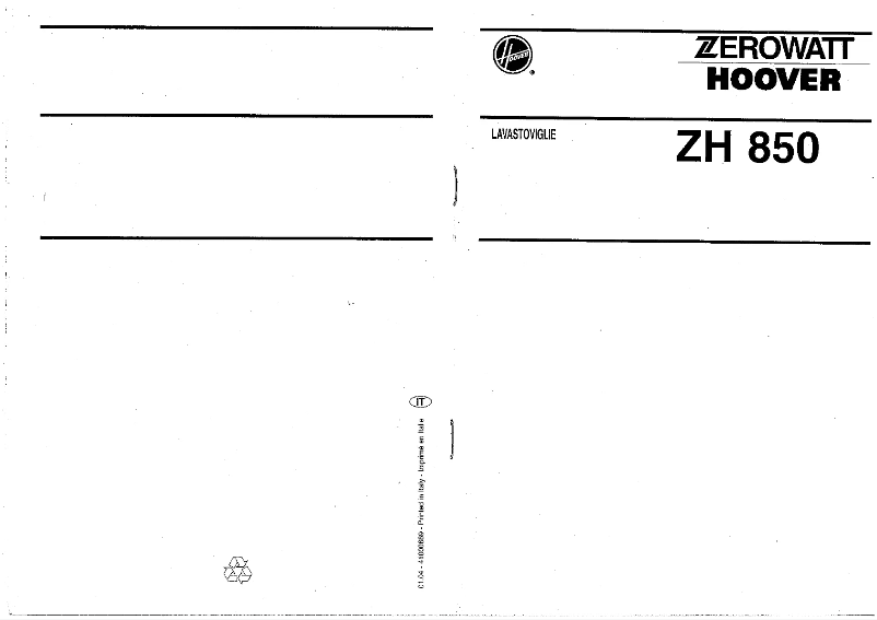 Page 1 de la notice Manuel utilisateur Zerowatt-Hoover ZH 852 SE