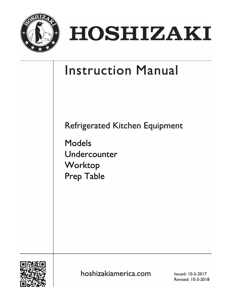Page 1 de la notice Guide d'installation Hoshizaki Commercial CRMR27-D