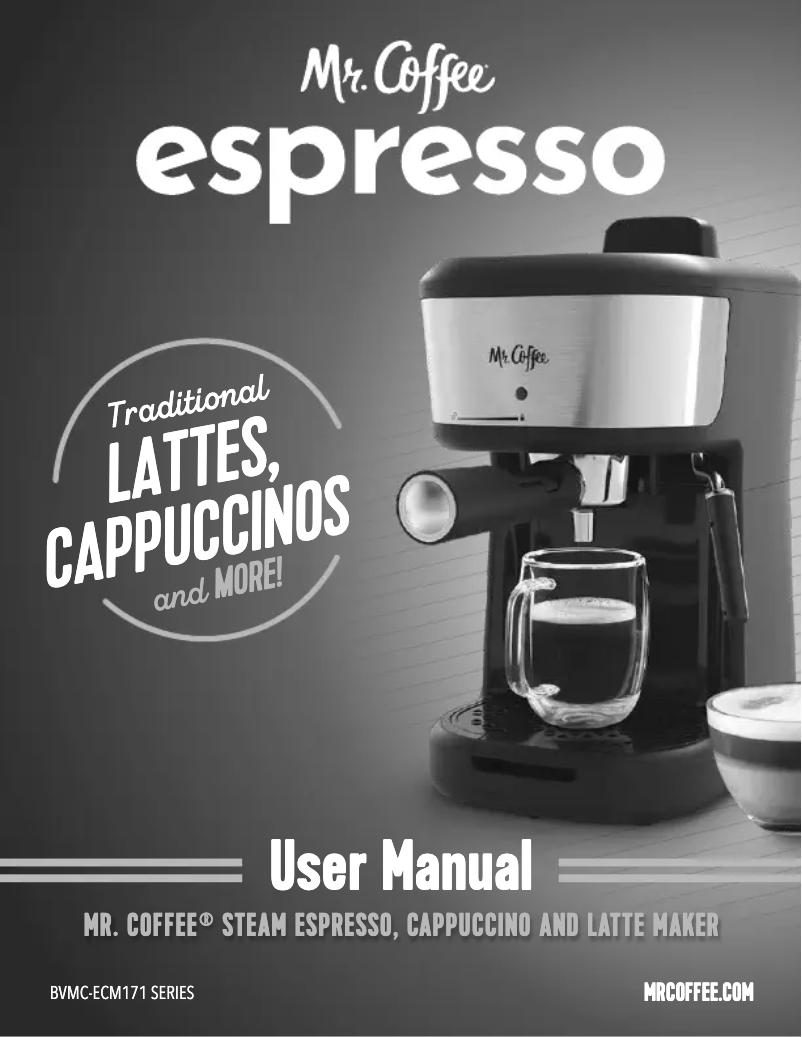 Page 1 de la notice Manuel utilisateur Mr. Coffee Espresso