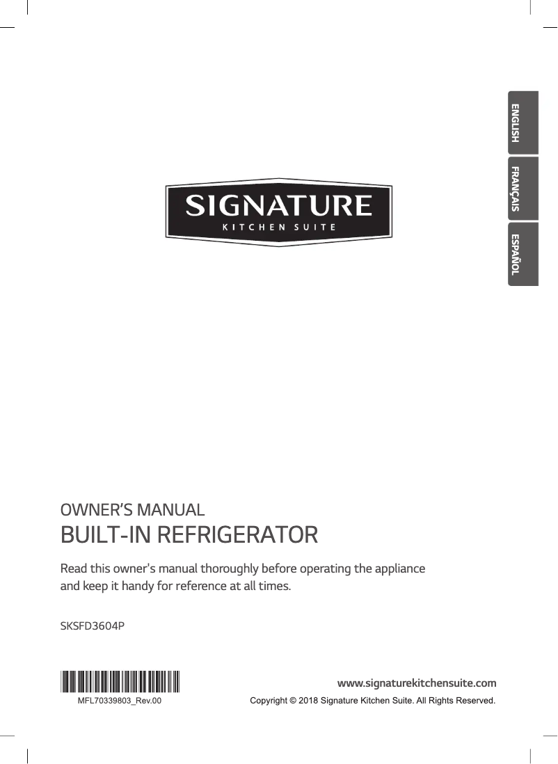 Page 1 de la notice Manuel utilisateur LG SKSPK360FS