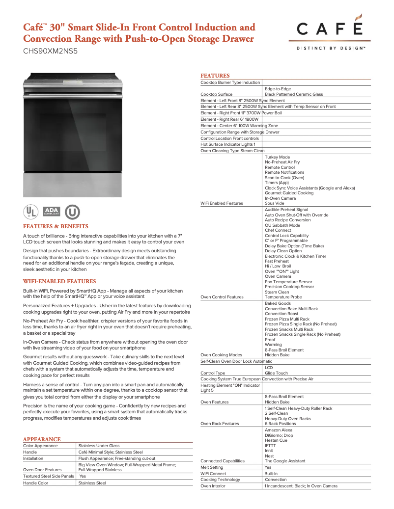 Página 1 del manual Ficha técnica GE Café CHS90XM2NS5