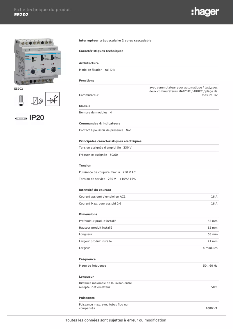 Image de la première page du manuel de l'appareil EE202