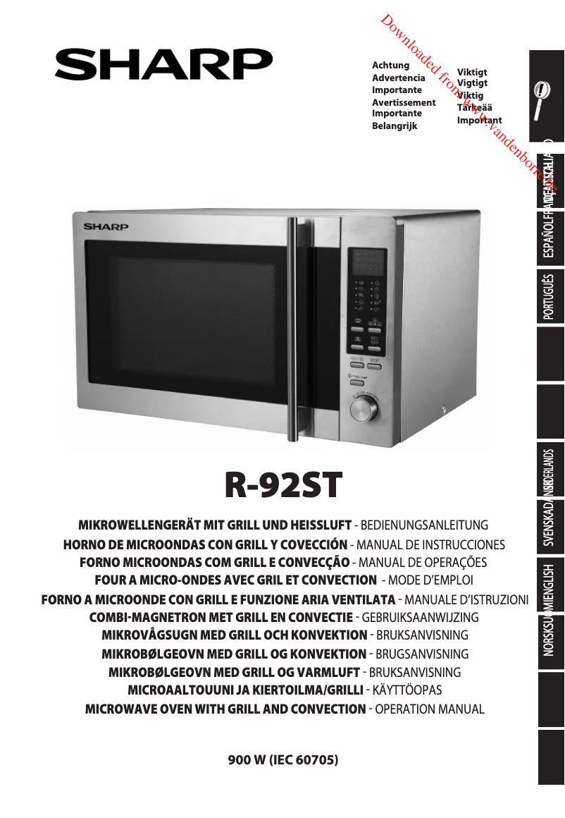 Page n°1 - Manuel utilisateur Sharp R-92STW