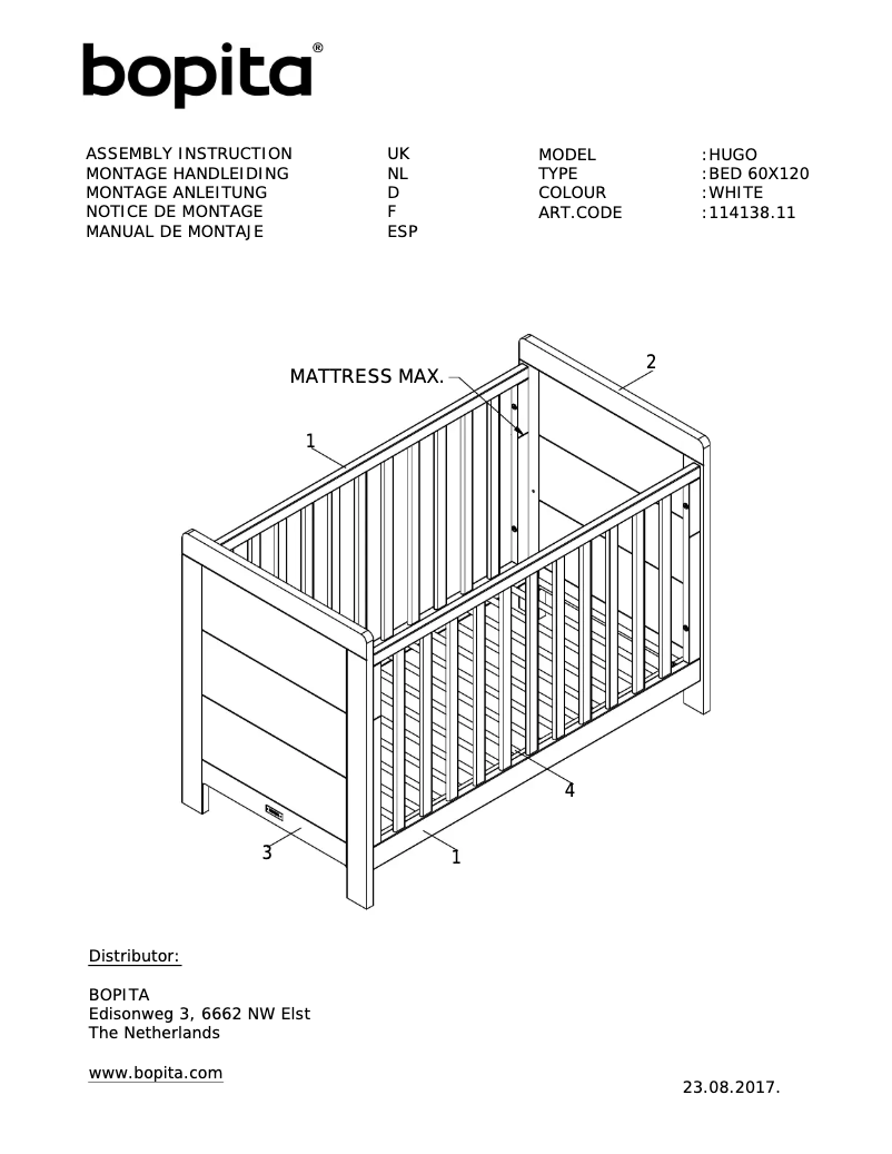 Page 1 de la notice Manuel utilisateur Bopita Hugo