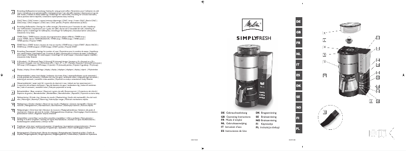 Page 1 de la notice Manuel utilisateur Melitta Simply Fresh