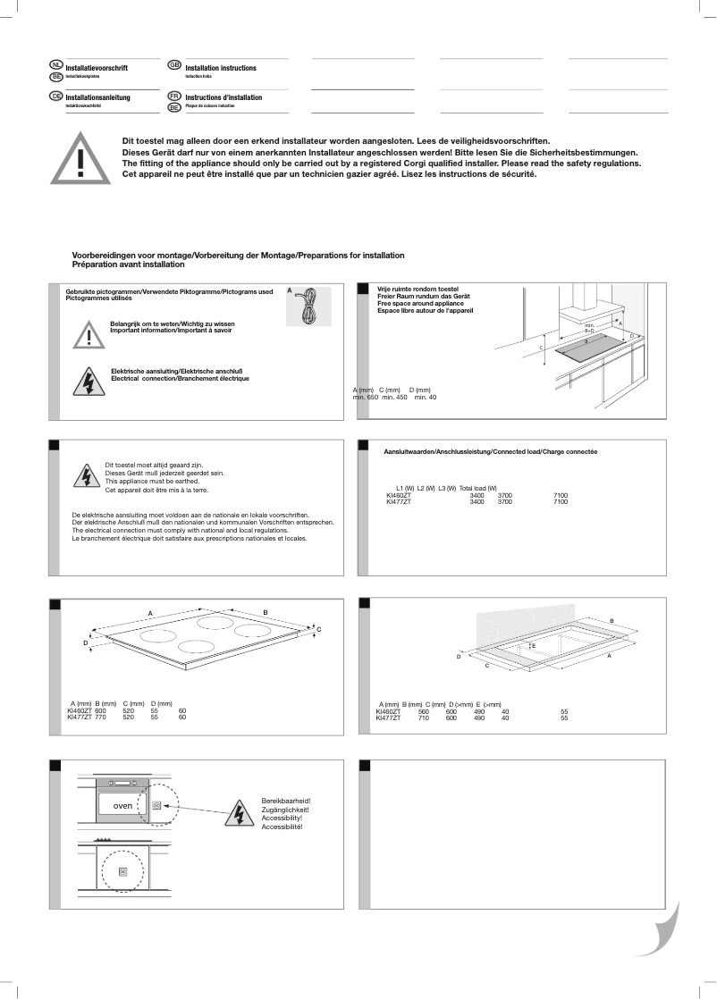 Page 1 de la notice Guide d'installation Etna KI460ZT