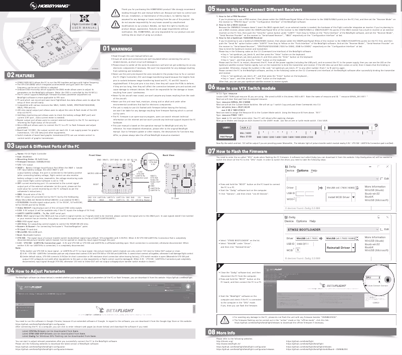 Page n°1 - Manuel utilisateur Hobbywing XRotor F4 G3