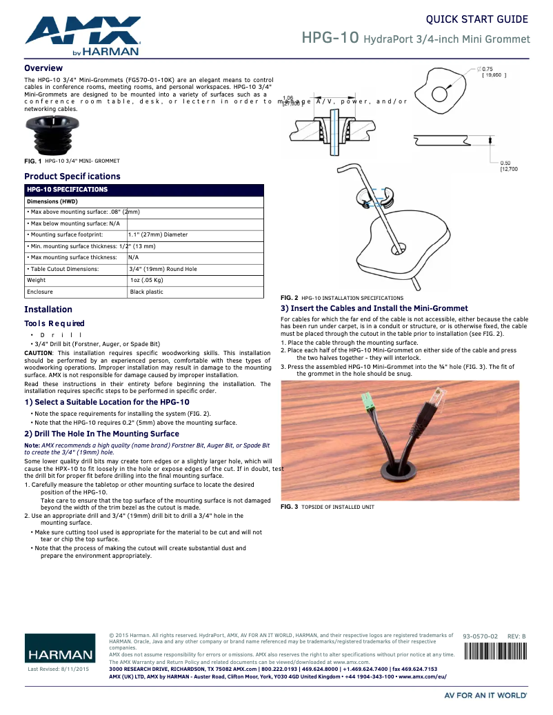 Page 1 de la notice Manuel utilisateur AMX HPG-10