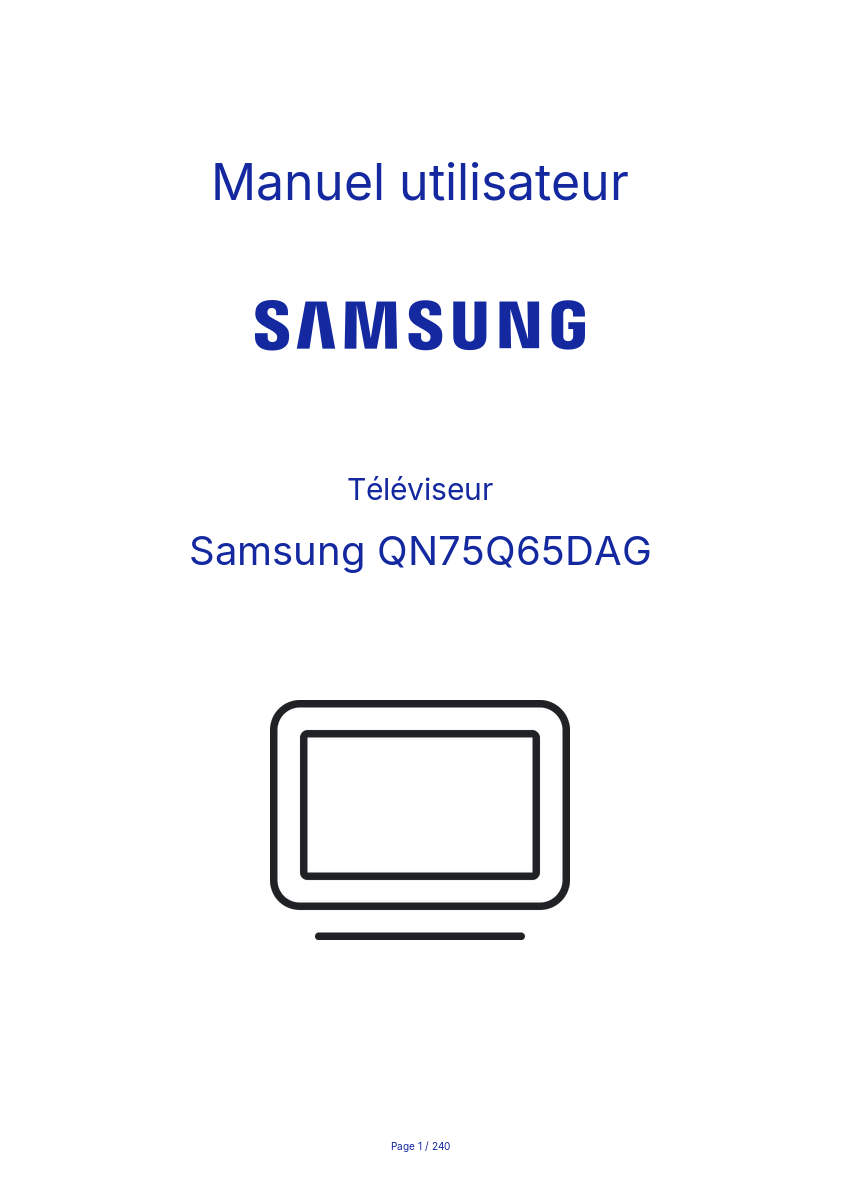 Page 1 de la notice Manuel utilisateur Samsung QN75Q65DAG