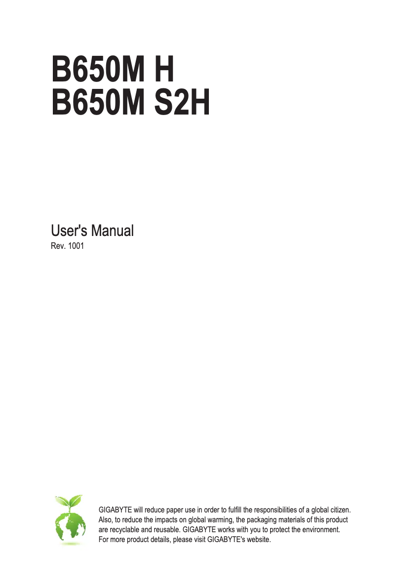 Page 1 de la notice Manuel utilisateur Gigabyte B650M H