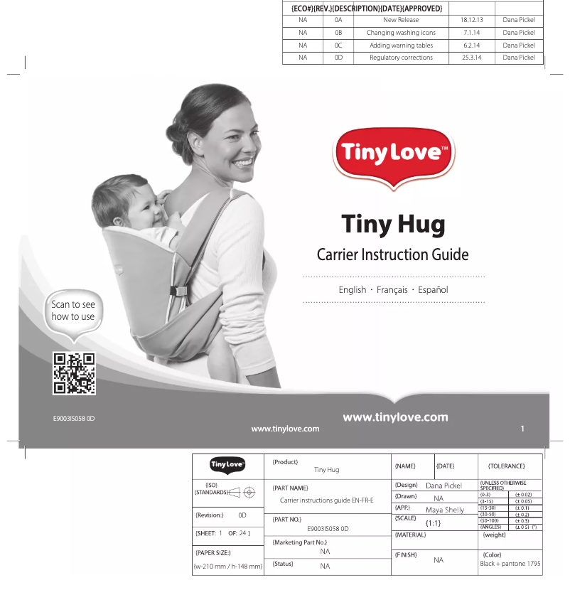 Page 1 de la notice Manuel utilisateur Tiny Love Tiny Hug