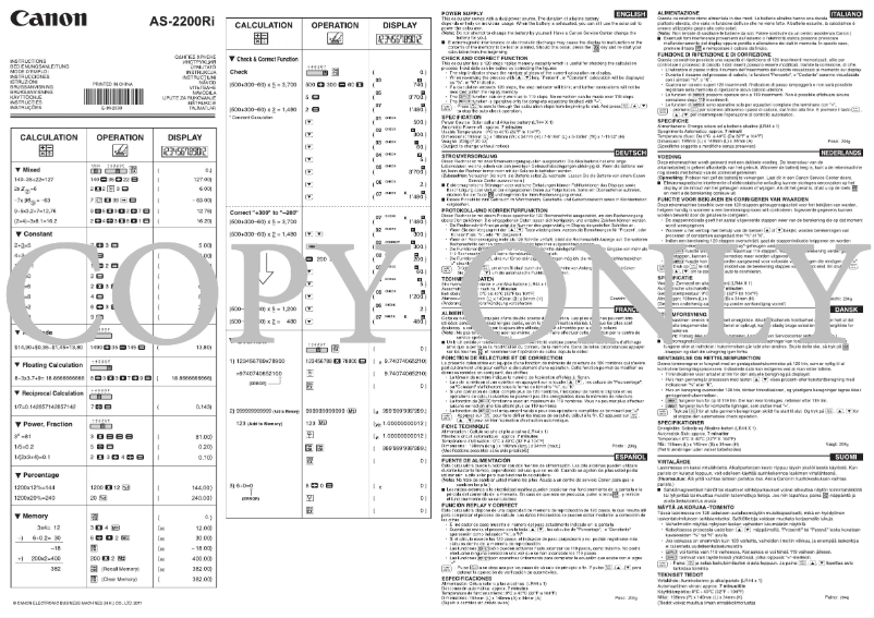 Page 1 de la notice Manuel utilisateur Canon AS-2200Ri-SL
