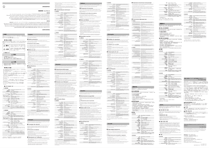 Page 1 de la notice Manuel utilisateur Audio-Technica BP899LcW-TH