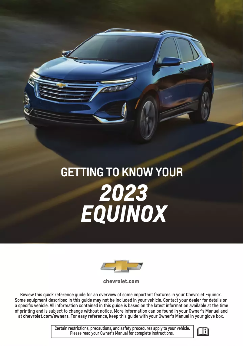 Page 1 de la notice Guide de démarrage rapide Chevrolet Equinox (2023)