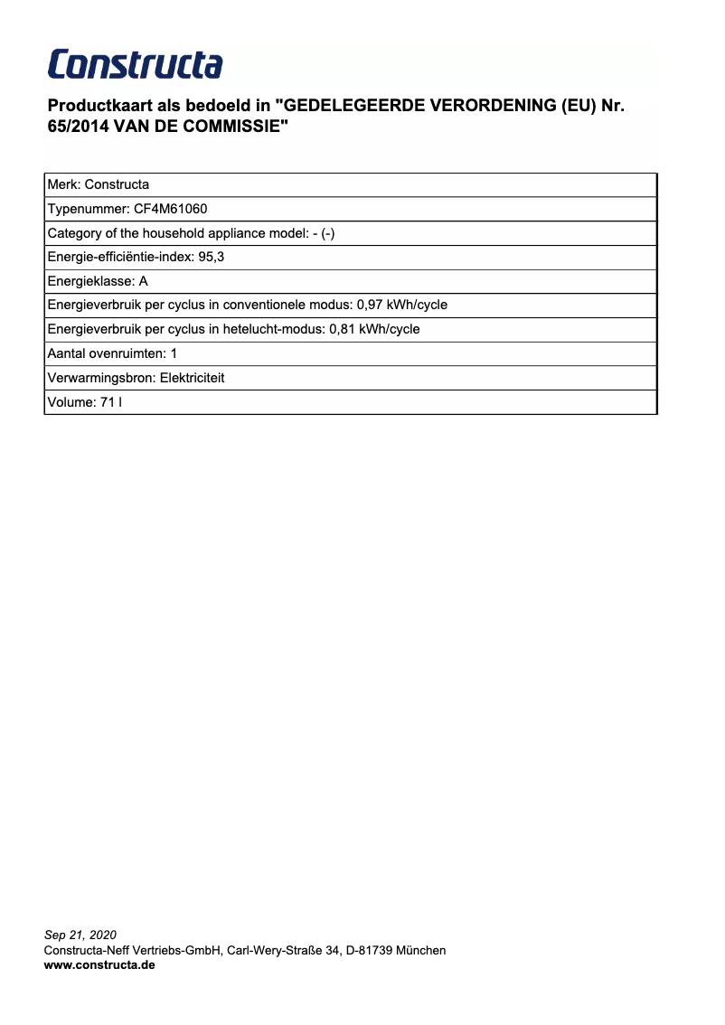 Page n°1 - Mode d'emploi Constructa CF4M61060