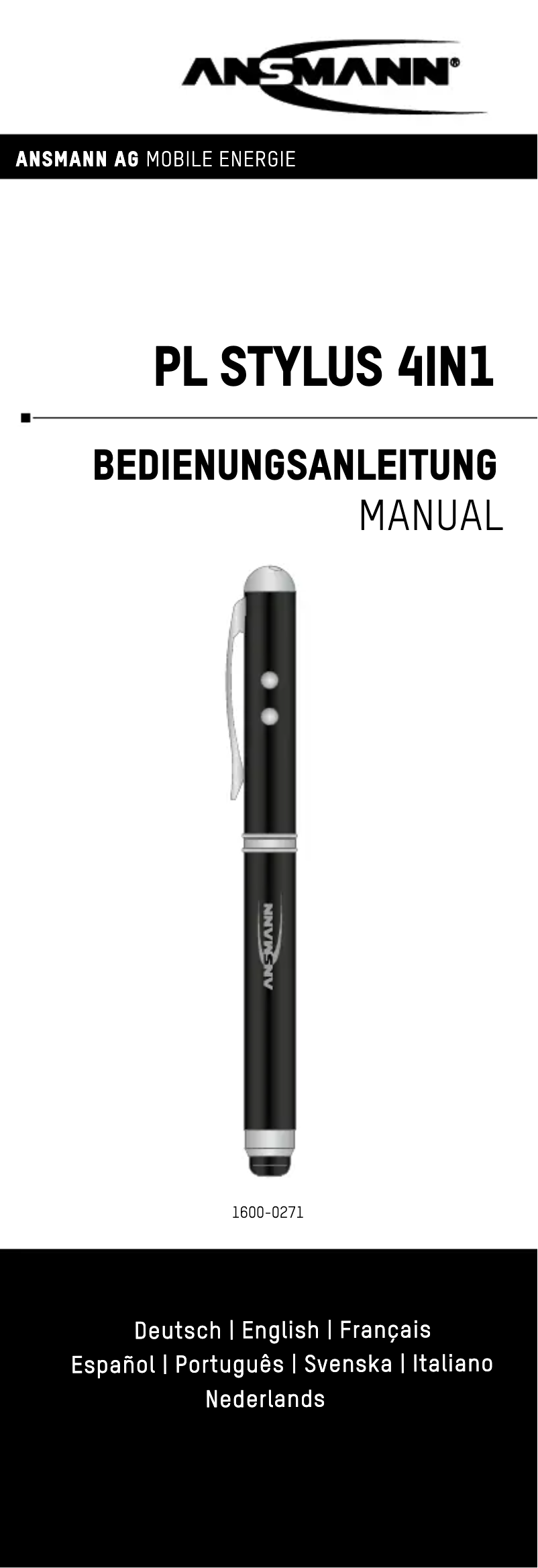 Page 1 de la notice Manuel utilisateur Ansmann Stylus Touch 4in1