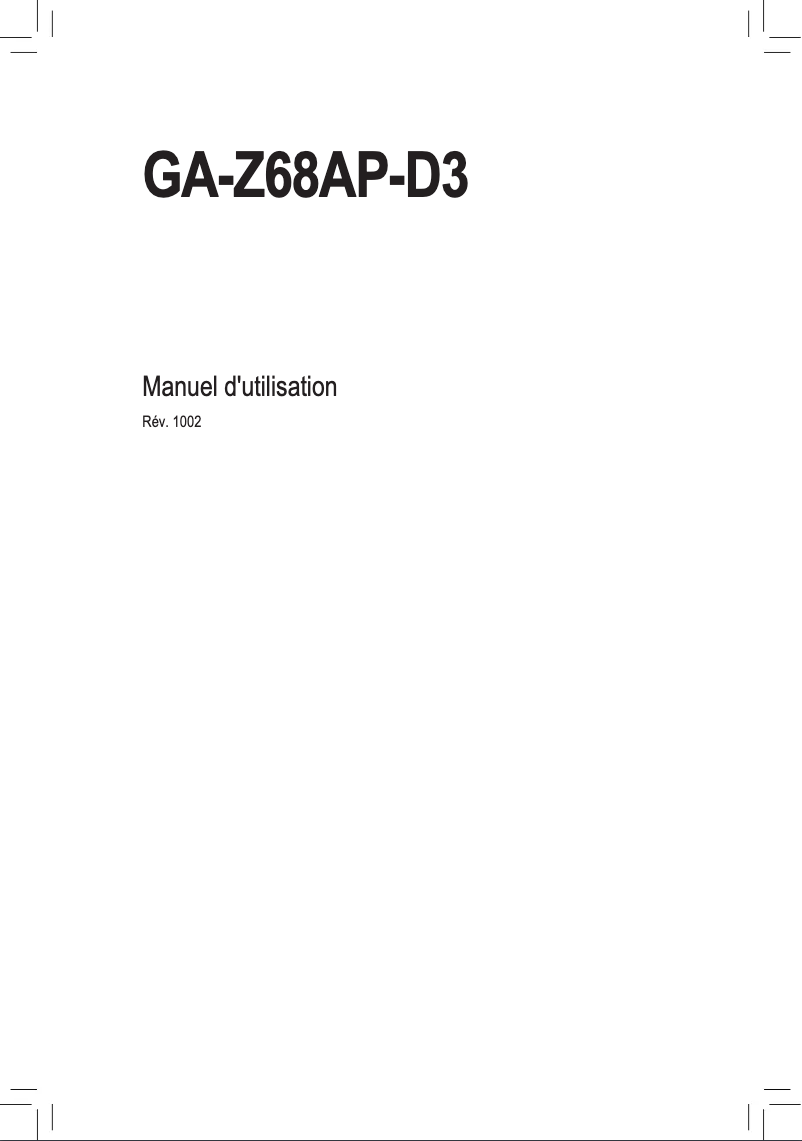 Page n°1 - Manuel utilisateur Gigabyte GA-Z68AP-D3