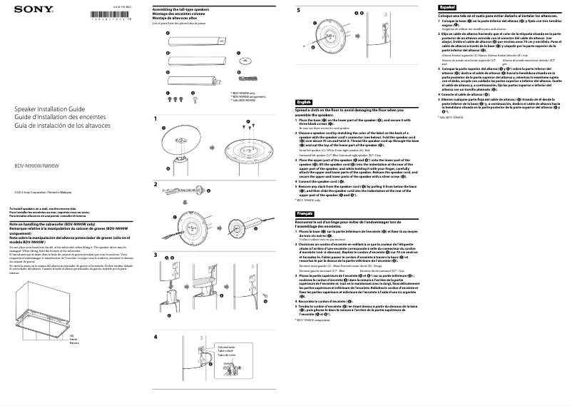 Page 1 de la notice Guide d'installation Sony BDV-N890W