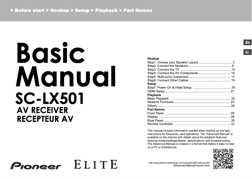 Page n°1 - Manuel utilisateur Pioneer SC-LX501