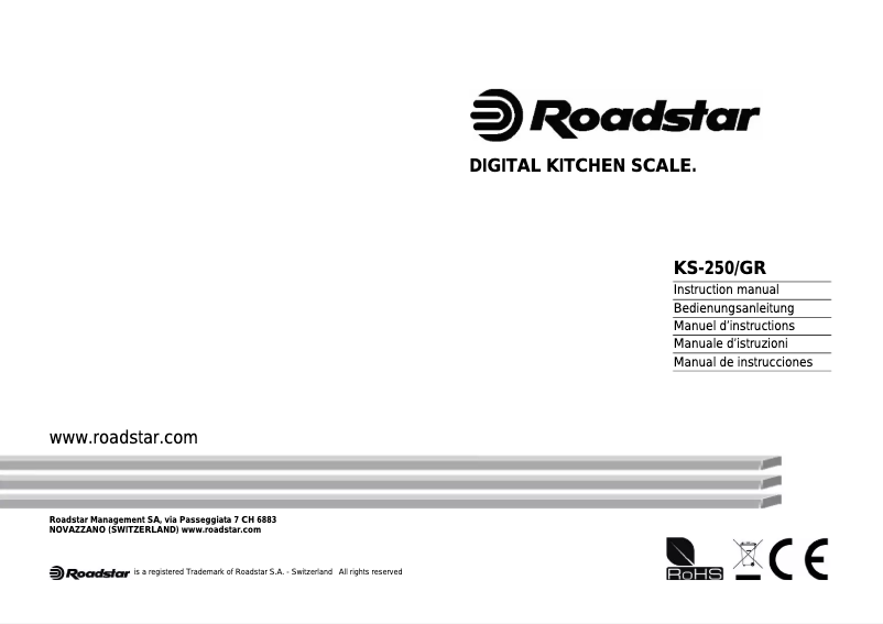 Page 1 de la notice Manuel utilisateur Roadstar KS-250/GR