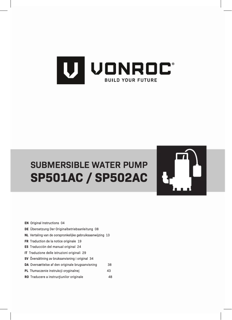 Page n°1 - Manuel utilisateur Vonroc SP502AC