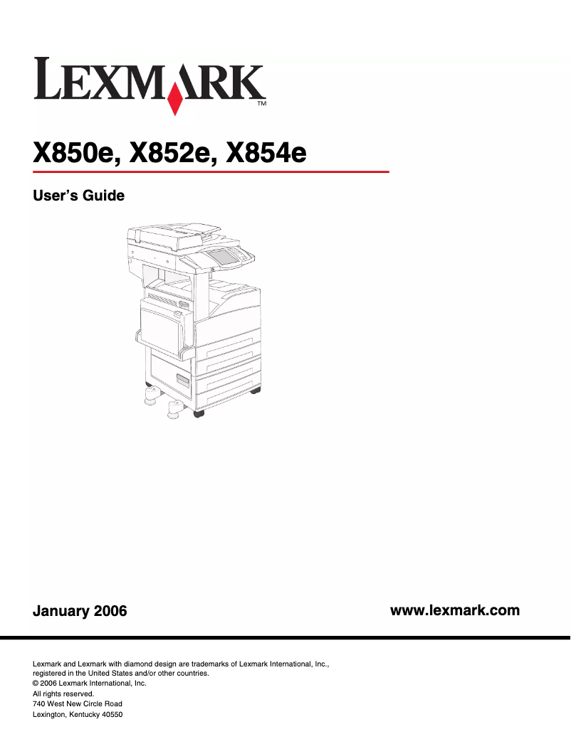 Page 1 de la notice Manuel utilisateur Lexmark X854e