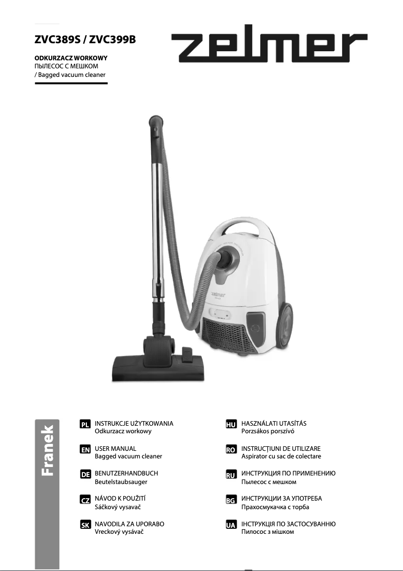 Page 1 de la notice Manuel utilisateur Zelmer Franek ZVC389S