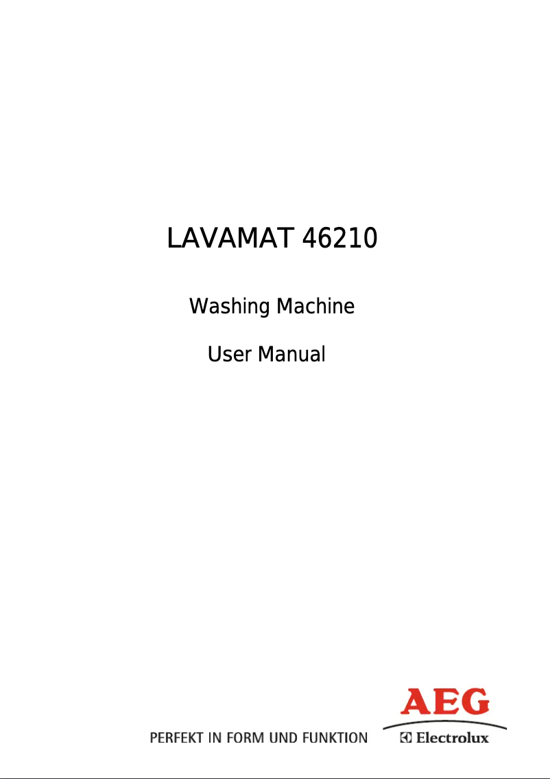 Page n°1 - Manuel utilisateur AEG L 46210