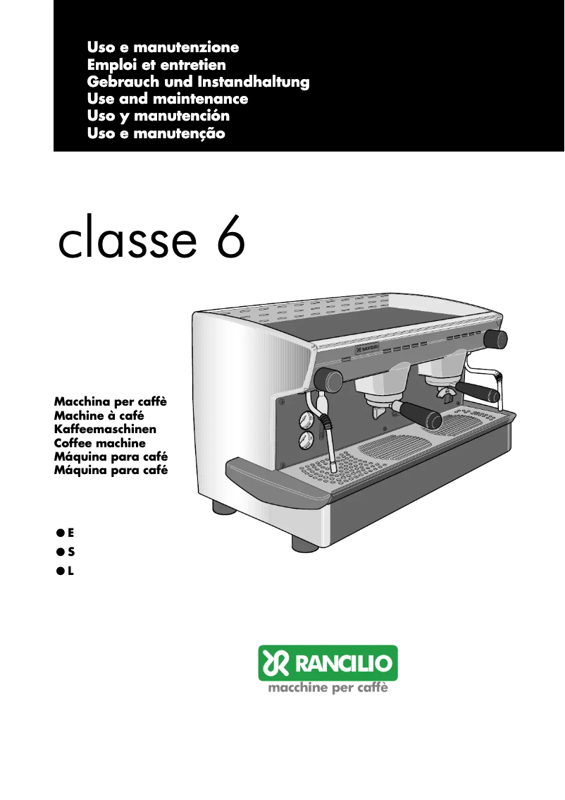 Page n°1 - Manuel utilisateur Rancilio Classe 6