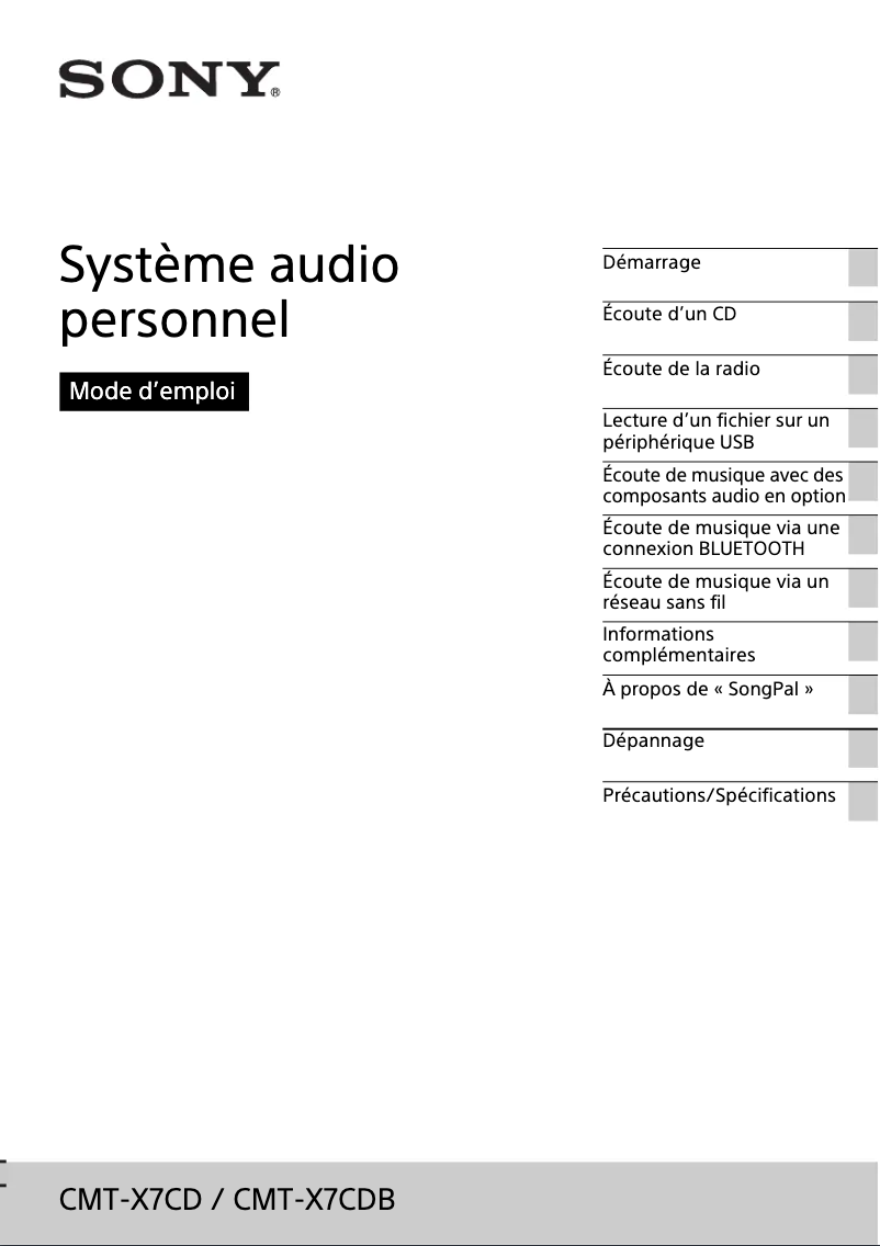 Image de la première page du manuel de l'appareil CMT-X7CD
