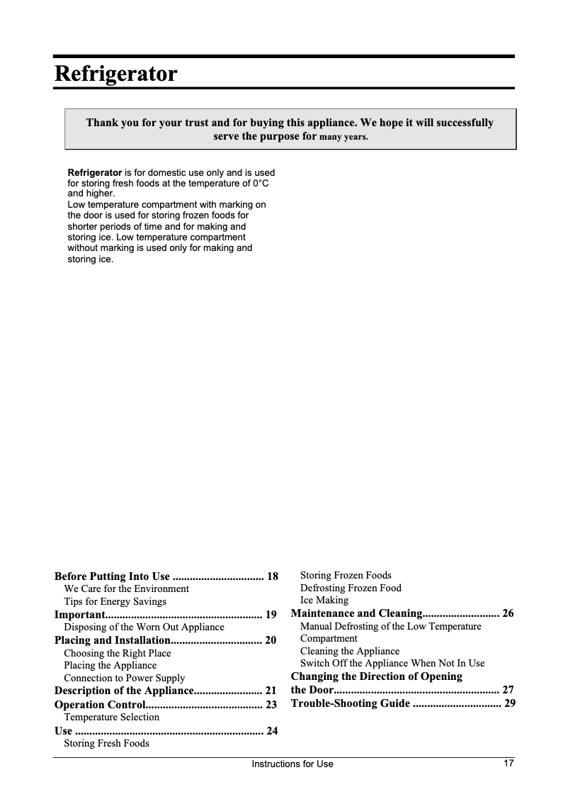 Page n°1 - Manuel utilisateur Gorenje R 141 BAB