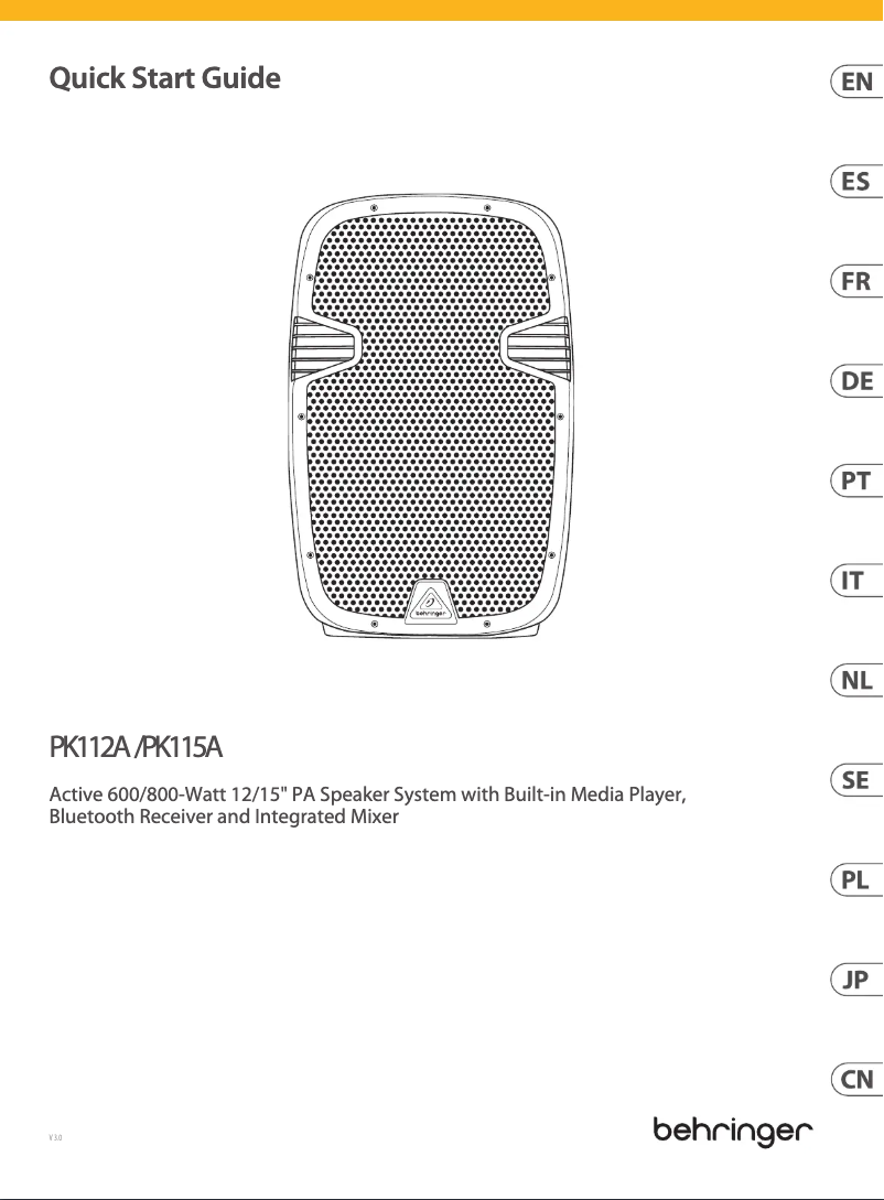 Página 1 del manual Guía de inicio rápido Behringer PK112A