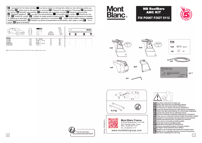 Page n°1 - Manuel utilisateur Mont Blanc AMC 5112