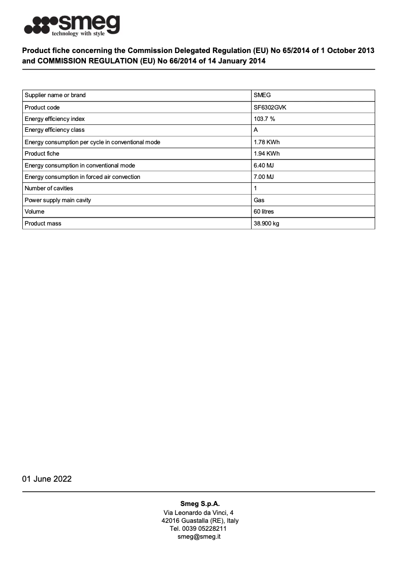 Page n°1 - Brochure Smeg SF6302GVK