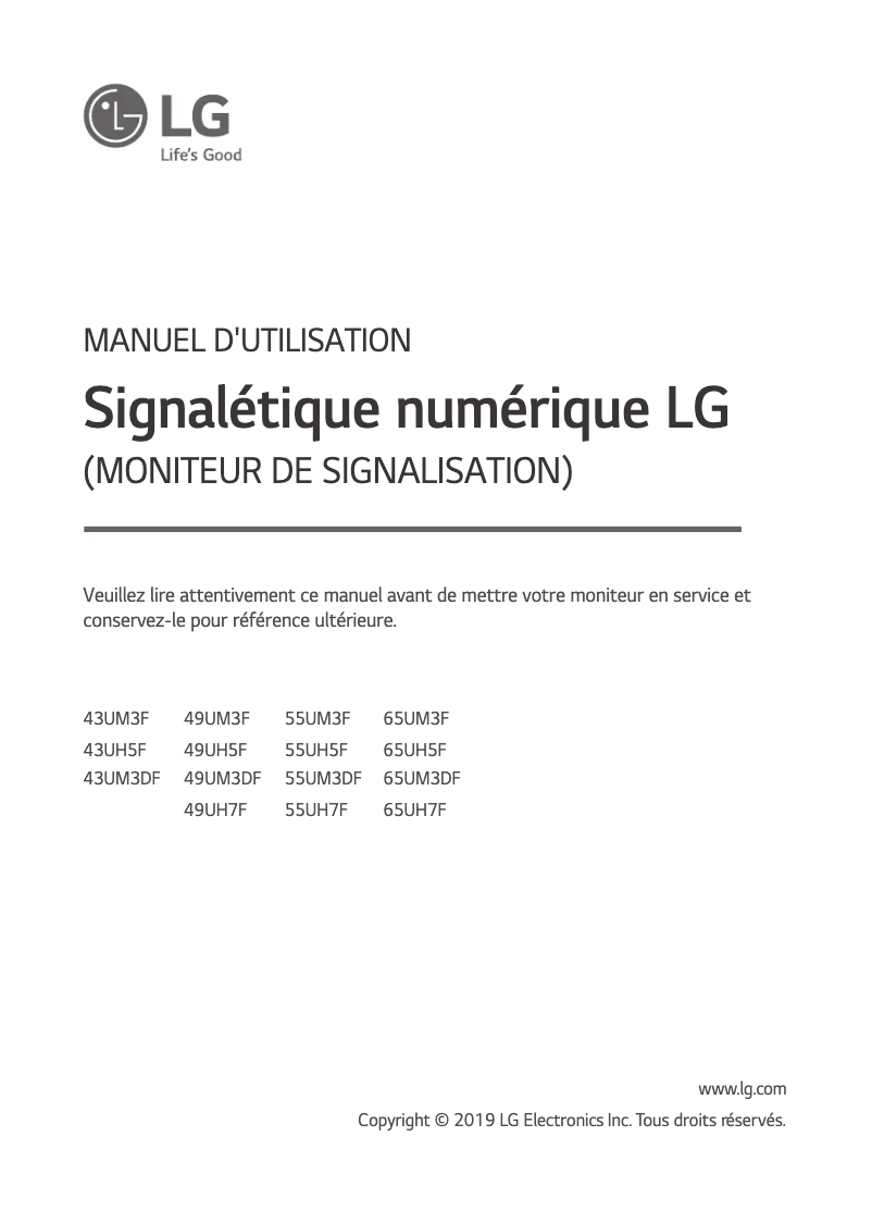 Image de la première page du manuel de l'appareil 49UH5F