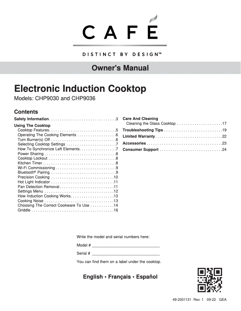 Page 1 de la notice Manuel d'utilisation et d'entretien Café CHP90301TBB