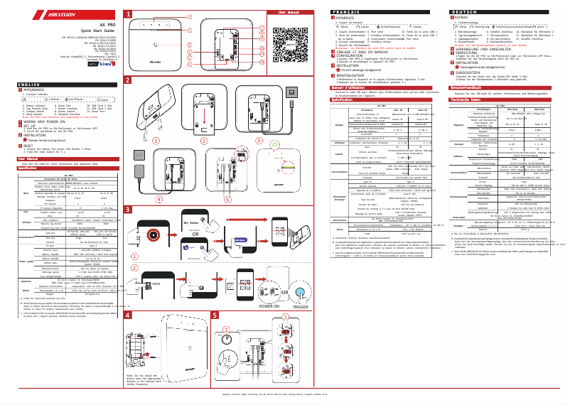 Page 1 de la notice Guide de démarrage rapide Hikvision DS-PWA96-Kit2-WE