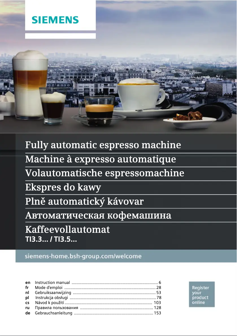 Page n°1 - Manuel utilisateur Siemens EQ.3 S300 TI313219RW