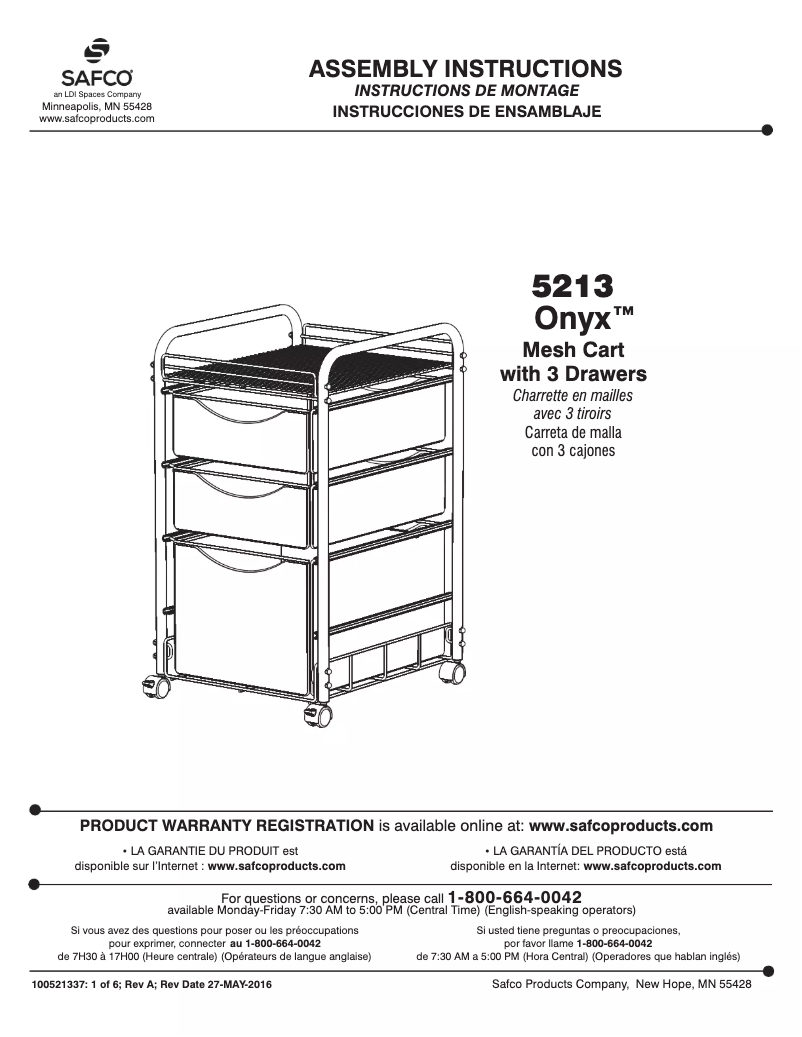 Page n°1 - Manuel utilisateur Safco 5213