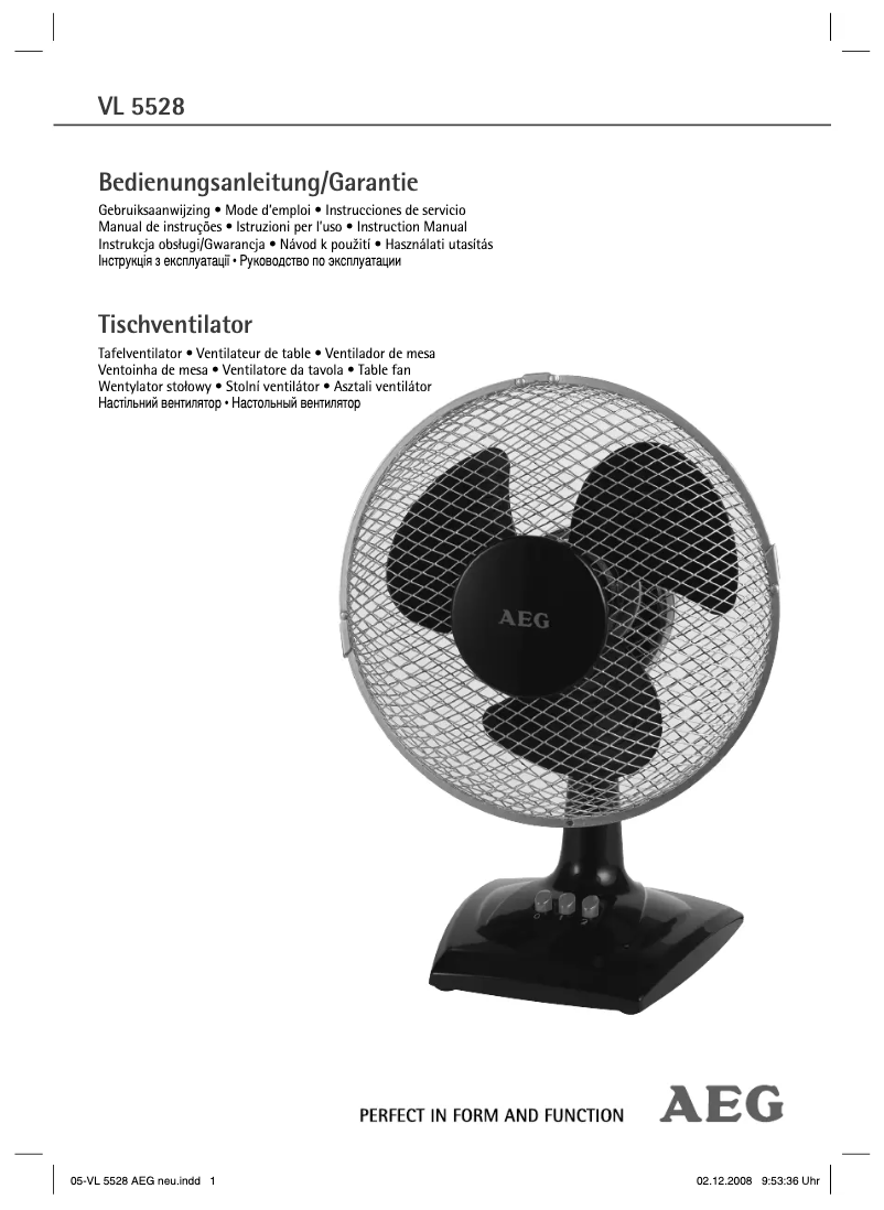 Page n°1 - Manuel utilisateur AEG VL 5528