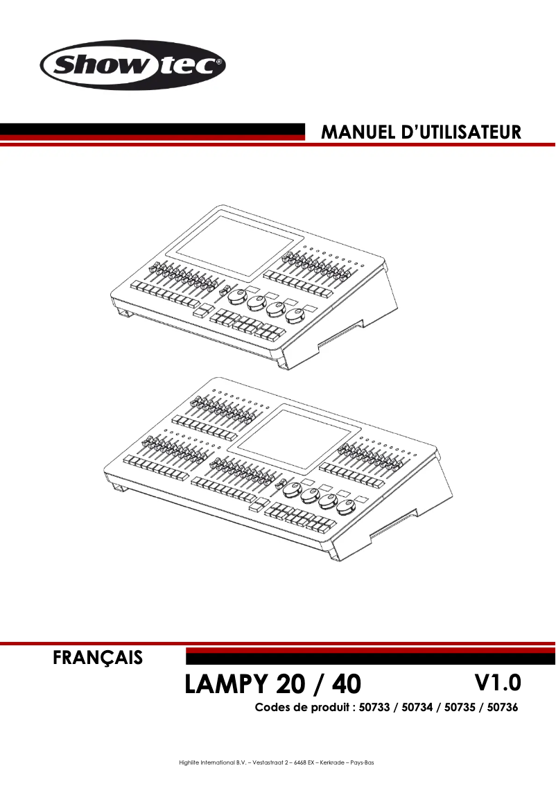Page n°1 - Manuel utilisateur Showtec LAMPY 40