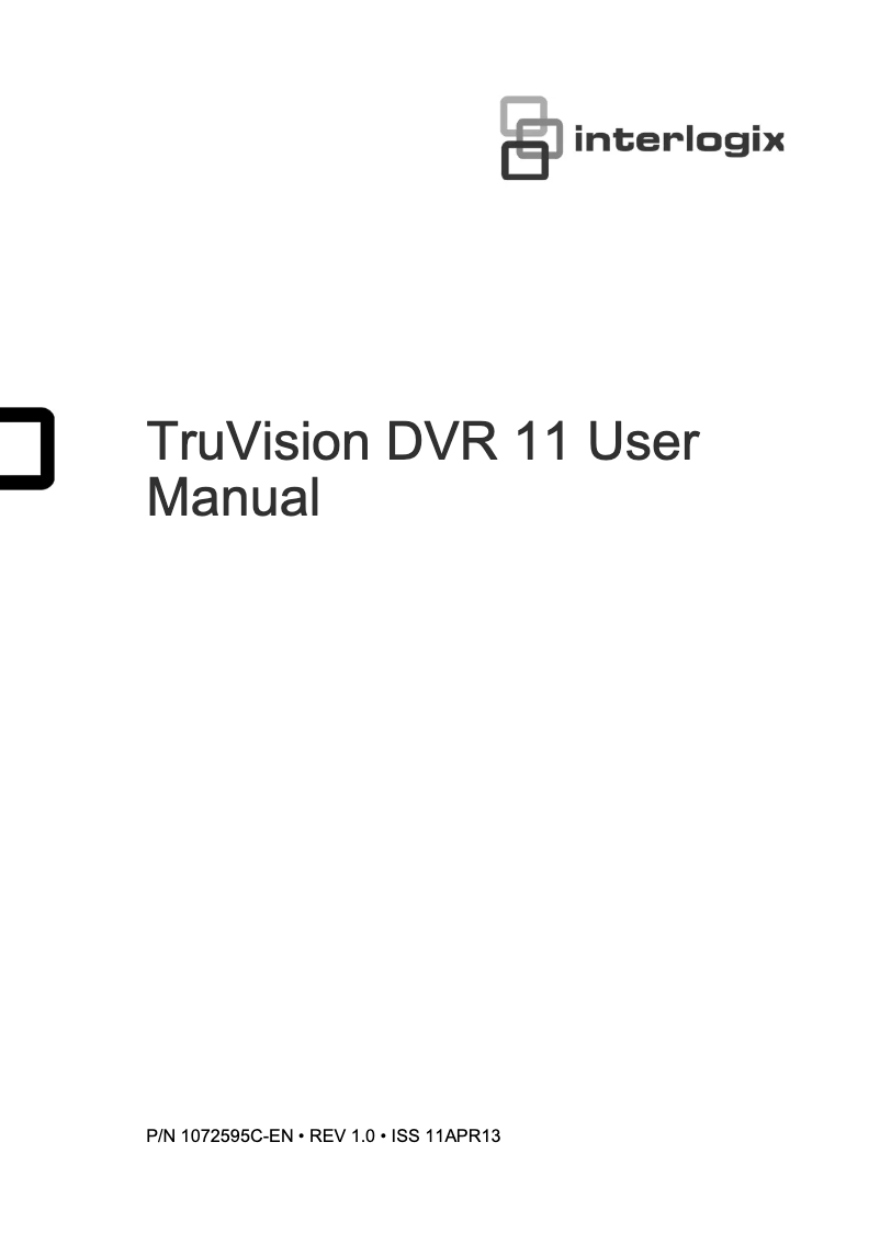 Page n°1 - Manuel utilisateur Interlogix TruVision TVR-1108