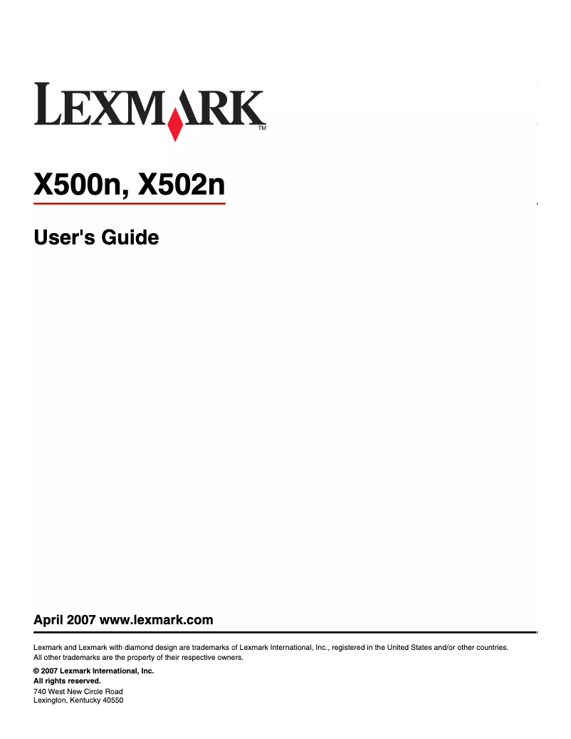 Page 1 de la notice Manuel utilisateur Lexmark X500N