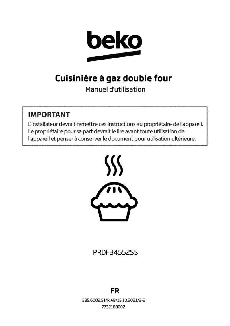 Page 1 de la notice Manuel utilisateur Beko PRDF34552SS