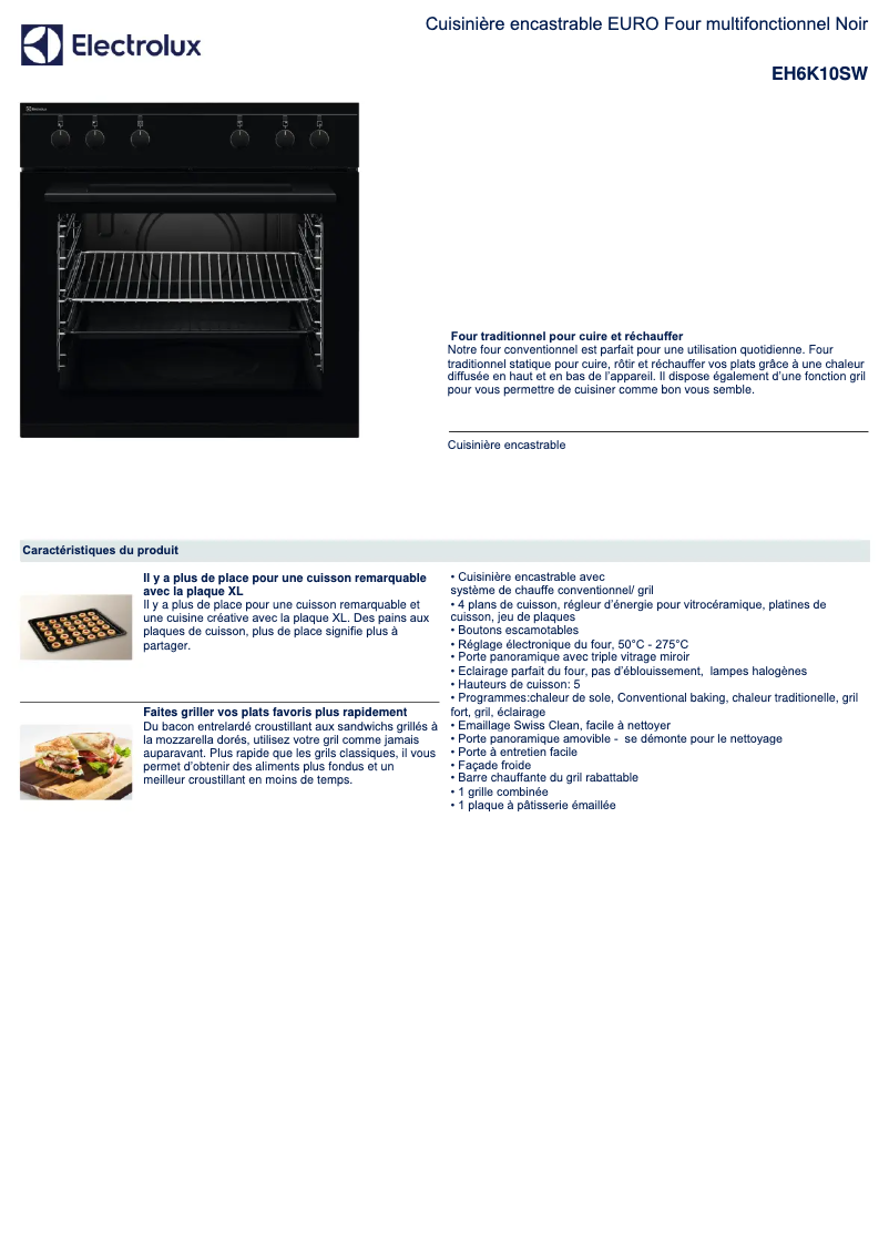 Page n°1 - Fiche technique Electrolux EH6K10SW