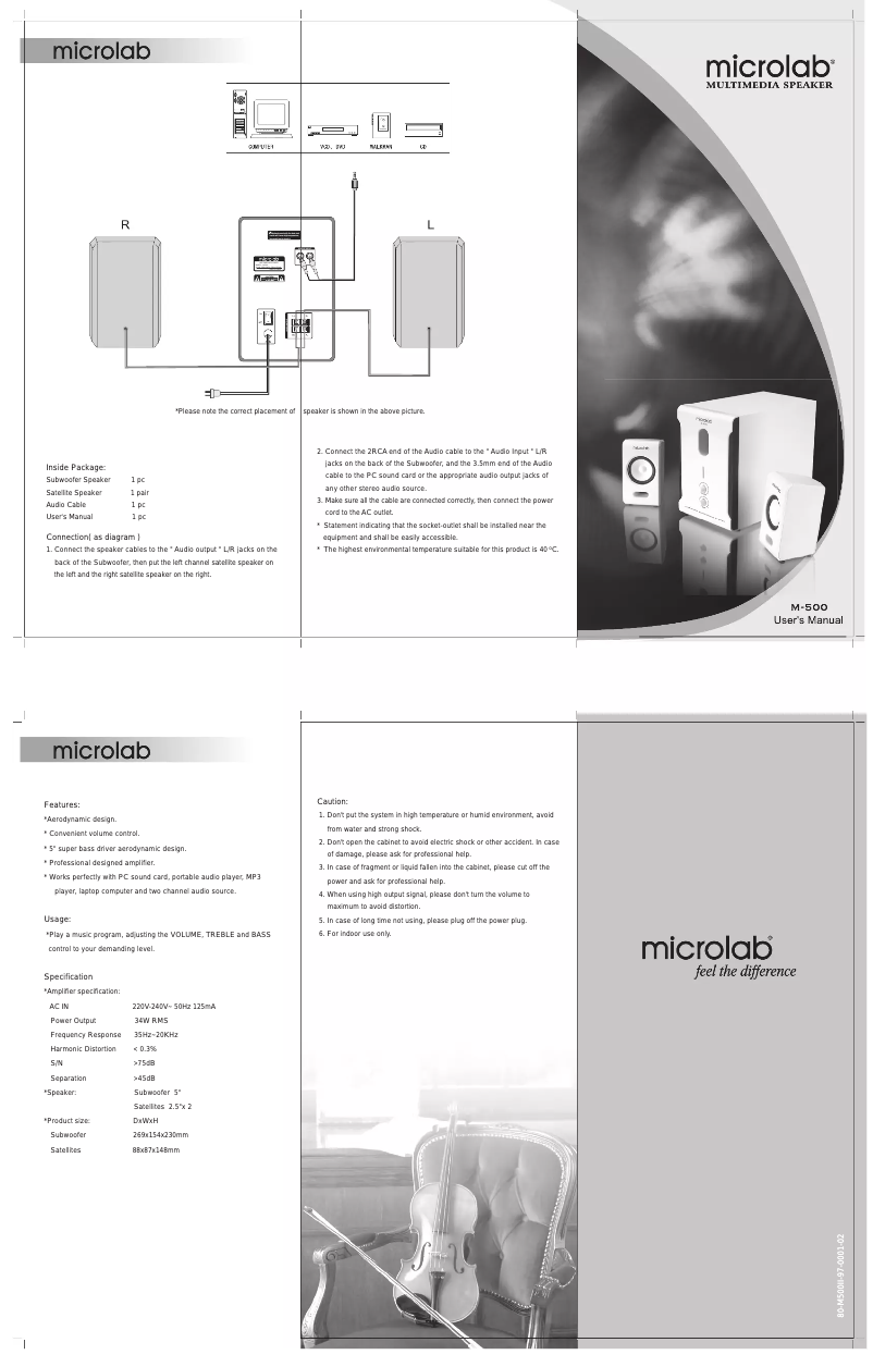 Page n°1 - Manuel utilisateur Microlab M-500II-W