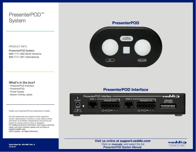 Image de la première page du manuel de l'appareil PresenterPOD