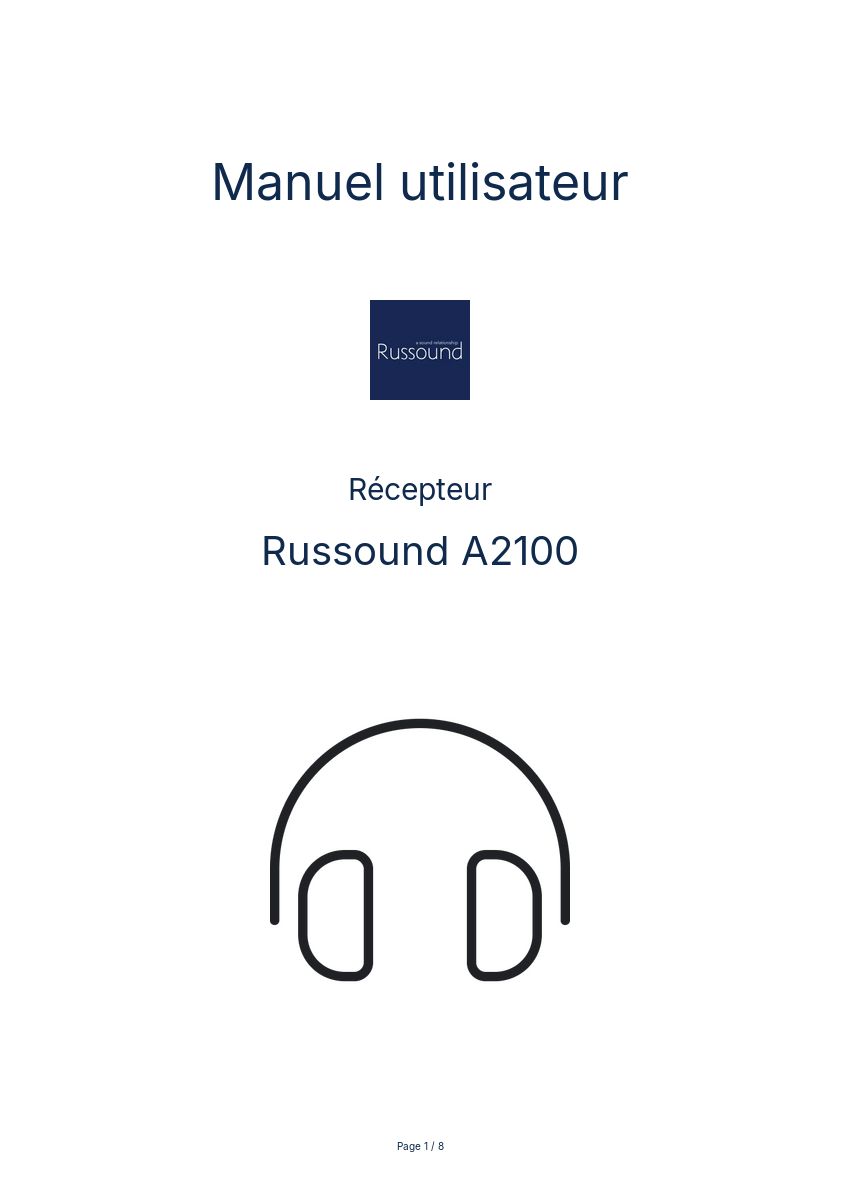 Page n°1 - Manuel utilisateur Russound A2100